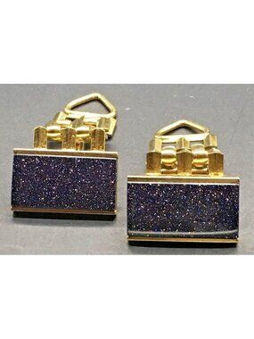 Wrap Around  Mesh Cufflinks Purple Glitter Shimmery Sparkling Gold Tone MCM Mod